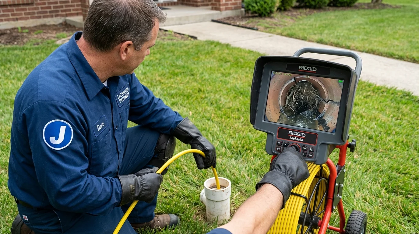 Sewer camera inspection being performed by Johns Plumbing LLC in Armona